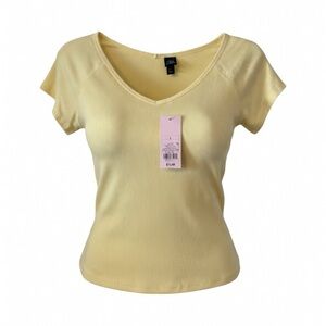 Wild Fable Ribbed Tee — Soft Yellow (NWT)